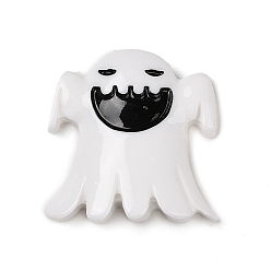 Белый Призрак Хэллоуин непрозрачная смола декодирует кабошоны, ювелирное ремесло на Хэллоуин, белые, 27.5x28x8.5 мм