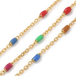 Разноцветный Ионное покрытие (ip) 304 звенья цепи из нержавеющей стали, пайки, с эмалью и катушкой, реальный 18 k позолоченный, красочный, 2x1.5x0.2 мм, около 32.81 футов (10 м) / рулон