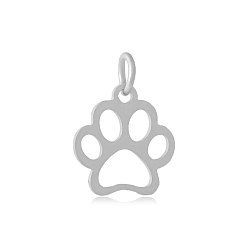 Нержавеющая Сталь Цвет Danlingjewelry 304 подвески из нержавеющей стали, собака отпечатки лап, цвет нержавеющей стали, 13x12x1 мм, отверстие : 4 мм