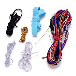 Mixed Color Flat Elastic Rubber Cord/Band, Webbing Garment Sewing Accessories, Mixed Color, 1~20mm, about 2.18 yards(2m)/bundle