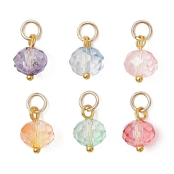 (52) Непрозрачная лаванда 6подвески из стекла градиентного цвета, шарм рондель, с открытыми пружинными кольцами из нержавеющей стали 304, граненые, разноцветные, 11x8 мм, отверстие : 3 мм