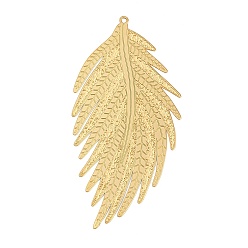 Настоящее золото 18K 304 подвески из травленого металла из нержавеющей стали, очарование листа, реальный 18 k позолоченный, 65x33x0.5 мм, отверстие : 1.4 мм