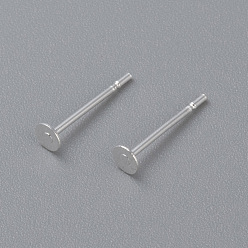 Silver 304 Stainless Steel Stud Earring Findings, Flat Round, Silver, 3x0.3mm, Pin: 0.7mm