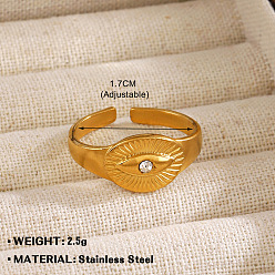 Oval 304 регулируемые манжеты из нержавеющей стали с кристаллами и стразами, золотые, овальные, внутренний диаметр: 17 мм