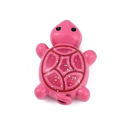 Темно-Розовый Бусины из сплава, окрашенные распылением, с листом блесток, без свинца и без кадмия, черепаха, темно-розовыми, 16.5x11x6.5 мм, отверстие : 1.5 мм