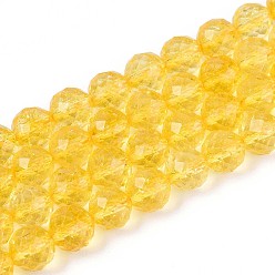 Золотистый К 9 нити стеклянных бусин, имитация драгоценных камней, круглые, граненые, золотые, 7~8 мм, отверстие : 1.2 мм, около 50 шт / нитка, 14.37 дюйм (36.5 см)