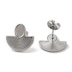 Нержавеющая Сталь Цвет 304 половина из нержавеющей стали круглый серьги, цвет нержавеющей стали, 14x14.5 мм