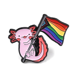 Pink Эмалированные броши ко Дню гордости, булавки для лацканов из сплава для одежды рюкзака, аксолотль, розовые, 22x31 мм