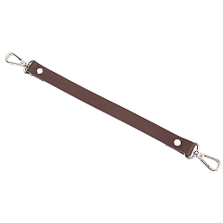 Coconut Brown Cowhide Leather Bag Handles, with Alloy Swivel Clasps, for Bag Replacement Accessories, Coconut Brown, 333~334x18.5x3mm