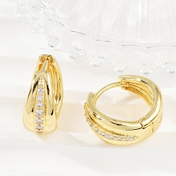 Настоящее золото 18K Серьги-кольца из латуни с микропаве из кубического циркония для женщин, без кадмия и без свинца, реальный 18 k позолоченный, 15.5x17.5x7.5 мм