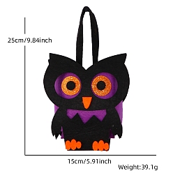 Черный Тема Хэллоуина, сумки из фетра с совой и конфетами, чёрные, 15x25 см