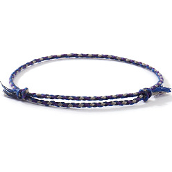 Синий Плетеные браслеты из хлопкового шнура в стиле бохо, двухслойные браслеты для женщин, синие, внутренний диаметр: 11 дюйм (28 см)