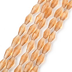 Перу Прозрачные стеклянные бусины, граненые, двухконусные, Перу, 8x4 мм, Отверстие : 0.8 мм, около 70 шт / нитка, 22.99'' (58.4 см)