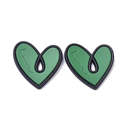 Зеленый Подвески из сплава сердца, окрашенные распылением, золотые, зелёные, 27.5x29x3 мм, отверстие : 5.5x2 мм