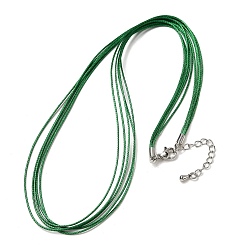 Зеленый 1мм вощеный шнур 5-образное ожерелье, с латунными выводами и 304 застежками из лобстера из нержавеющей стали, платины и нержавеющая сталь цвет, зелёные, 18.90 дюйм (48 см)