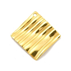 Golden Ionenbeschichtung (IP) 201 Edelstahlanhänger, Raute Charme, golden, 22.5x22.5x1.5 mm, Bohrung: 1.2 mm