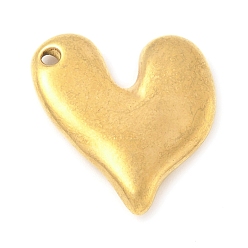 Золотой 304 из нержавеющей стали сердце кулоны, 18x17x3 мм, отверстие : 1.4 мм
