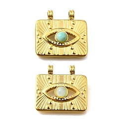 Амазонит Природные подвески амазонит, полый прямоугольник с подвесками в виде глаз, с 304 установками из нержавеющей стали, ионное покрытие (ip), реальный 14 k позолоченный, 19x20x5 мм, отверстие : 2.5 мм