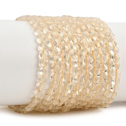 Lemon Quartz Natural Lemon Quartz(Heated) Beads Strands, Flat Round, Faceted, 4x2.5mm, Hole: 0.6mm, about 108pcs/strand, 15.28''(38.8cm)