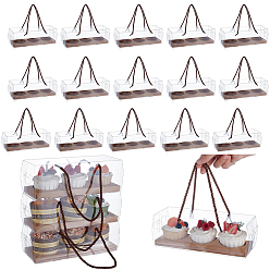 Цвет Древесины Складной прямоугольный пластиковый подарочный контейнер для хранения кексов, с бумагой и шнуром, деревесиные, готовая продукция: 225x78x78 мм