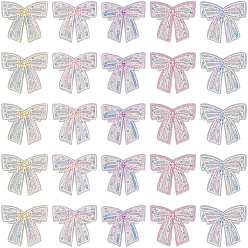 (52) Непрозрачная лаванда 40 шт. 5 цвета полиэстер с сетчатой вышивкой ткань пришиваем заплатки, с пластиковой жемчужины, бантом, разноцветные, 60x65x4 мм, 8 шт / цвет