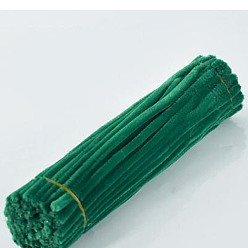 Dark Green DIY Plush Sticks, with Iron Core, Pipe Cleaners, Kid Craft Material, Dark Green, 295x6mm, 100pcs/set