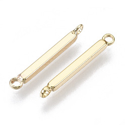 Настоящее золото 18K Соединители латунные звенья, без никеля , прямоугольник / бар, реальный 18 k позолоченный, 18x2x1.5 мм, отверстие : 1 мм