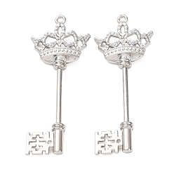 Платина Большие сплавочные подвески, подвески в виде скелетного ключа в форме короны, платина, 72.5x30x7 мм, отверстие : 2.5 мм, Около 105 шт / 1000 г