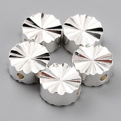 Посеребрённый Латунные бусины, долговечный, плоско-круглые, 925 серебро покрытием, 6x3 мм, отверстие : 1.2 мм