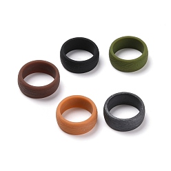 Mixed Color Silicone Finger Rings, Textured, Mixed Color, US Size 8 1/2(18.5mm), 5pcs/bag