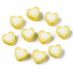 Champagne Gold Бусины из полимерной глины , сердце, шампанское золото, 9x9~10x4~5 мм, отверстие : 1.5 мм