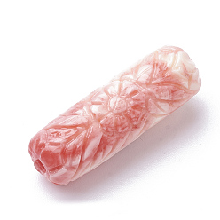 Лосось Синтетических коралловых бусин, окрашенные, колонка, salmon, 30~32x10~11 мм, отверстие : 2 мм