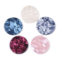 (52) Непрозрачная лаванда Подвески из ацетата целлюлозы (смолы), волнистых плоские круглые, разноцветные, 28x3 мм, отверстие : 1.5 мм