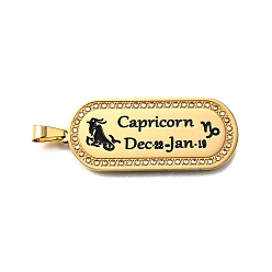 Козерог Овальные с 12 созвездием 304 подвесками из нержавеющей стали со стразами, с эмалью, ионное покрытие (ip), реальный 18 k позолоченный, Козерог, 46x19x2 мм, отверстие : 6x3.5 мм