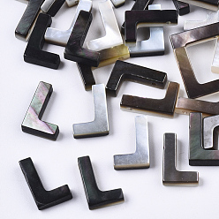 Letter L Natural Black Lip Shell Beads, Top Drilled Beads, Letter.L, L: 10x6.5x2.5mm, Hole: 0.6mm