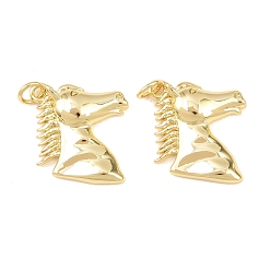 Настоящее золото 18K Латунные подвески, долговечные подвески в виде лошадей с покрытием, стойки покрытие, без свинца и без кадмия, реальный 18 k позолоченный, 17x17.5x4 мм, Перейти кольцо: 5x1 мм, внутренний диаметр: 3 мм