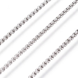 Нержавеющая Сталь Цвет Устойчивы к потускнению 304 цепи из нержавеющей стали, венецианские цепи, с катушкой, несварные, цвет нержавеющей стали, 1.5x1.5x0.6 мм, около 82.02 футов (25 м) / рулон