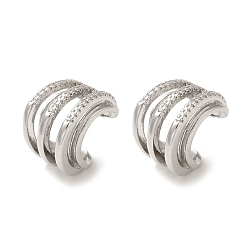 Платина Серьги-каффы из латуни с микро-паве и прозрачным фианитом, женские серьги-манжеты с кольцом в виде стойки, без кадмия и без свинца, долговечный, платина, 4 мм