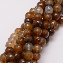 Кокосово-Коричневый Природные Агат бисера нити, окрашенные, граненые, круглые, кокосового коричневый, 10 мм, отверстие : 1.5 мм, около 38 шт / нитка, 14 дюйм