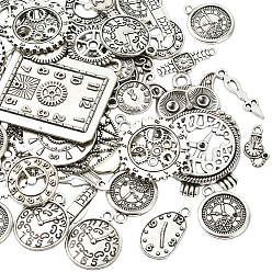 Античное Серебро 1 подвески из сплава в тибетском стиле, часы, античное серебро, 10.5~45x6~49.5x1~5 мм, отверстие : 1.5~3 мм, 45 шт / пакет