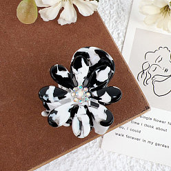 Черный Заколки для волос в форме когтей из ацетата целлюлозы, аксессуары для волос со стразами для женщин и девочек, цветок, чёрные, 38 мм