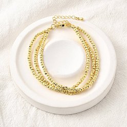 Настоящее золото 18K Латунные круглые многорядные браслеты для женщин, без кадмия и без свинца, стойки покрытие, долговечный, реальный 18 k позолоченный, 7-1/2 дюйм (19 см)