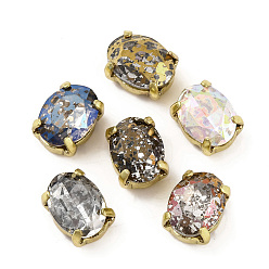 Золотой Шить на горный хрусталь, многожильные звенья из стекла, хрусталя и стразов, с настройками латуни, аксессуары для одежды, граненые, овальные, золотые, 8x6x4 мм, отверстие : 0.6 мм