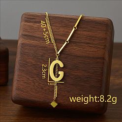 Letter G 304 кулон с инициалом из нержавеющей стали с ожерельем из игральных костей, золотые, Буква G, 15.75 дюйм (40 см), Кулон : 23x14 мм