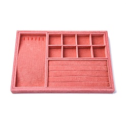 Лосось Съемный бархатный органайзер для украшений, подносы для сережек, ожерелий, колец, salmon, 24.2x35.1x3.05 см