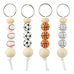 (52) Непрозрачная лаванда Утюг с деревянным брелоком, тема спортивного мяча, разноцветные, 12.3 см