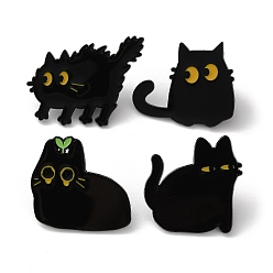 Черный Булавки с кошачьей эмалью, булавки для лацканов из сплава для одежды рюкзака, чёрные, 26.5~29x29.5~37 мм