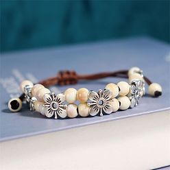 Папайя Оранжевый Браслеты из плетеных бусин из сплава и фарфора ручной работы для женщин, клевер, воском шнура, papayawhip, 5-7/8~11-3/4 дюйм (15~30 см)