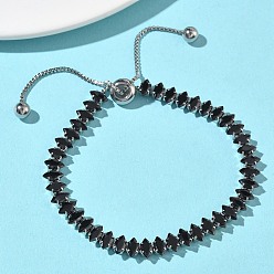 Нержавеющая Сталь Цвет 304 Браслеты-слайдеры из нержавеющей стали с инкрустацией стразами в виде конского глаза для женщин, с 201 из нержавеющей стали бусы, цвет нержавеющей стали, 11.42 дюйм (29 см)