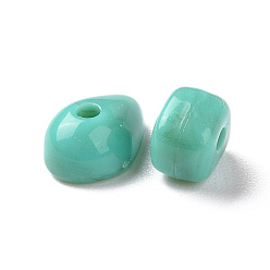 Dark Turquoise Two Tone Opaque Acrylic Beads, Nuggets, Dark Turquoise, 6.5~9.5x5~7x3~4.5mm, Hole: 1.6mm, 3500pcs/500g